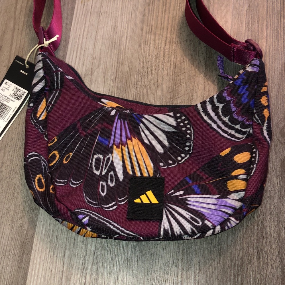 adidas x Farm Rio Sacoche Shoulder Bag Multi Color Corn Gold Butterfly Print NWT - Picture 3 of 16